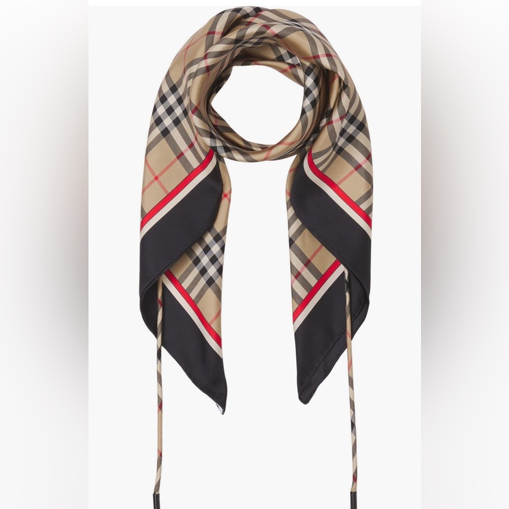 Burberry Vintage Check Drawcord Silk Scarf - Picture 3 of 8
